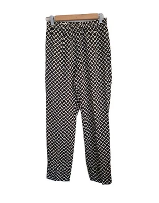 Dries Van Noten 女式长裤 34 码黑色米色几何图案 100% 纤维胶 — 第 1/4 张图片