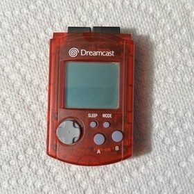 OEM Red Virtual Memory Unit VMU Dreamcast Memory Card Tested Works Needs Battery