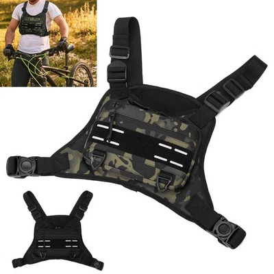Hombres Táctico Pecho Plataforma Bolsa Frontal Aire Libre Deporte Combate Paquete Chaleco Protector Foto 1 de 4