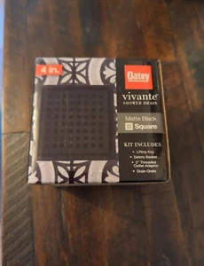 Oatey Vivante 4 Zoll mattschwarz quadratischer Duschablauf mit quadratischem Muster VT32040 - Bild 1 von 3