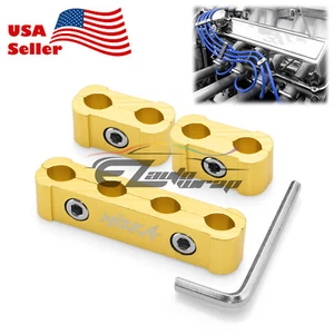 3pcs Gold Aluminum Engine Spark Plug Wire Separator Divider Organizer Clamp Kit - Picture 1 of 5