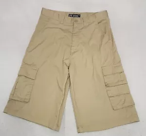 Old Skool Cargo Shorts Mens 34W Beige Khaki Skater Baggy Y2K Outdoors 13 IN Logo - Picture 1 of 13
