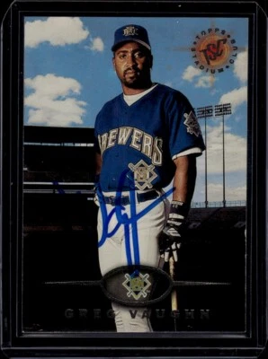 1995 Stadium Club #423 Autographed Greg Vaughn Trading Card - Image 1 of 2
