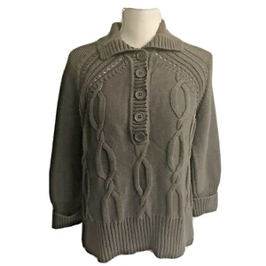 Relativity Women Cardigan XL Pullover Brown Raised Design Large Button Front - Picture 1 of 12