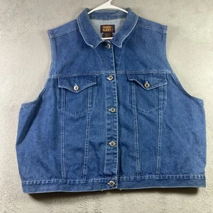 Faded Glory Denim Vest Women 24W Blue Jean Button Sleeveless Jacket Pockets - Picture 1 of 14