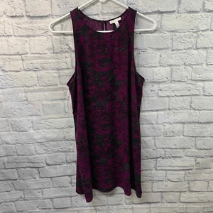 Leith Kleid Damen groß lila Blumenmuster ärmellos hoher Ausschnitt - Bild 1 von 6