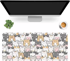 Kawaii Cute Cats Desk Mat,Cartoon Animals Extended Gaming Mouse Pad,Large Non-Sl - Picture 1 of 6