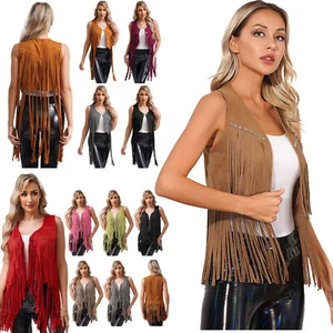 Ladies Tassels Fringe Sleeveless Vest Cardigan Waistcoat Jacket Outwear AU - Picture 1 of 161