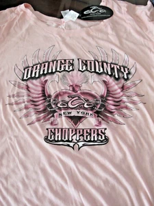 NWT - Orange County Choppers Womens Pink T-shirt Heart w/wings New York Size M - Picture 1 of 3