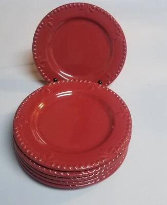Set Of 6 Signature Housewares Sorrento Red 6" appetizer/bread Plates Beaujolais  - Image 1 of 4