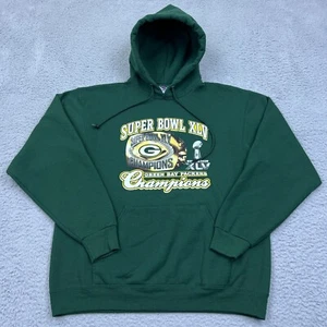 NFL Hoodie Super Bowl XLV Champions Green Bay Packers Large Ring Logo Sweatshirt - Picture 1 of 8
