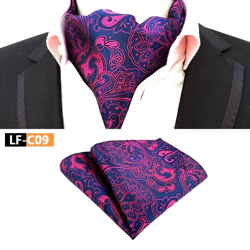 Clásico Para Hombre Ascot Corbata Corbata Seda Paisley Rosa Azul Bufandas Corbata Pañuelo Conjunto Foto 1 de 1