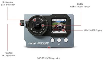 AiM Sport SmartyCam 3 CORSA 84 FOV with 2 Meter CAN Cable