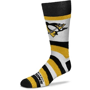 Pittsburgh Penguins Hockey Pro Stripe Women's Fuzzy Crew Socks - Picture 1 of 1