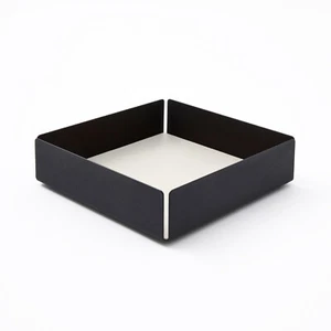 Svuotatasche in Acciaio Nero Opaco e Pelle Bianca - Design Moderno - Foto 1 di 2