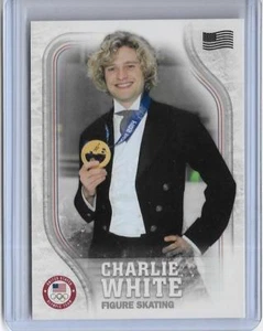 2018 TOPPS OLYMPICS CHARLIE WHITE SKATING FLAG PARALLEL CARD USA-40 ~ /99 - Picture 1 of 2