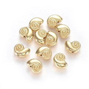 5x Muschel Perlen 11x8mm 14K Vergoldet Gold Schmuck Meerestiere Basteln K-1164 - Bild 1 von 3