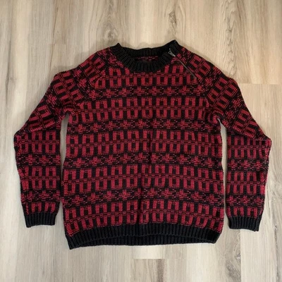 Suéter de malha Preswick&Moore pulôver feminino médio borgonha preto gola redonda - Imagem 1 de 4