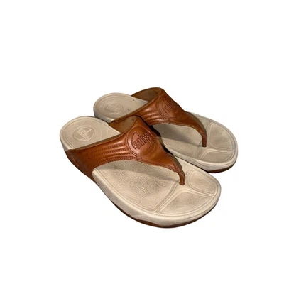 FitFlop Walk Star Cuero Tanga Sandalia Sin Cordones Tostado Mujer Talla 6 Foto 1 de 4