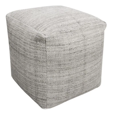 Remi Pouf in Handwoven Contemporary Salt and Pepper Gray Wool - Image 1 of 4