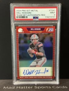 2024 Leaf Metal Collective Pro Set Will Howard #TS41 Auto Red 6/28 PSA 9 OSU 🏈 - Picture 1 of 3
