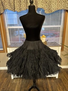 Vintage 3 Layer Black Petticoat Sams Label Square Dancing Clogging Medium L-XL - Picture 1 of 14