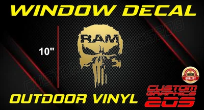 CALCOMANÍA DODGE RAM PUNISHER PARA CAMIÓN RAM HECHA CON ORACAL 651 IMPERMEABLE HECHA EN EE. UU. Foto 1 de 4