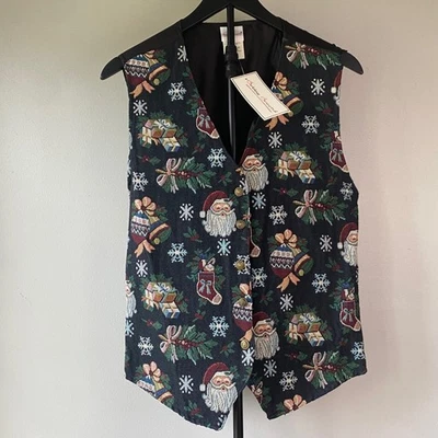 Bobbie Brooks 圣诞背心挂毯圣诞老人假日装饰品女式 XL 码 — 第 1/4 张图片