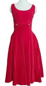 Vestido de Terciopelo Rojo Rockabilly Columpio Fiesta Vacaciones 32" Busto De Colección Años 50 - Imagen 1 de 9