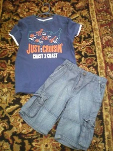 Gymboree Denim & Tees Collection Just Cruisin Map top Size 8 chambray Shorts - Picture 1 of 6