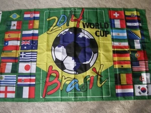 4533) 2014 Soccer World Cup Flag 2014 Brazil 60" x 35" - Picture 1 of 12