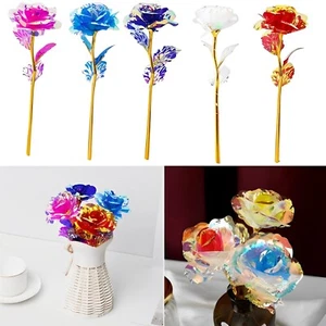 Valentine's Day Gifts Foil Rose Flower Artificial Flower 24K Golden Plated - 4PC - Picture 1 of 8