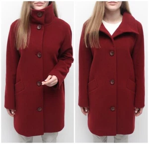 Women's Cinzia Rocca Wool Cashmere Coat Overcoat Exclusive US10 GB14 Burgundy - Picture 1 of 13