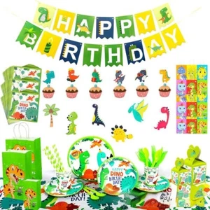 Dinosaur Balloon Dino Birthday Party Backdrop Banner Napkin Plate Tablecover - Picture 1 of 217