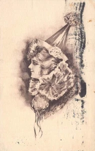 Postal: Pretty Lady with Pointed Hat Profile, publicado en 1909, Cobb Shinn - Imagen 1 de 2