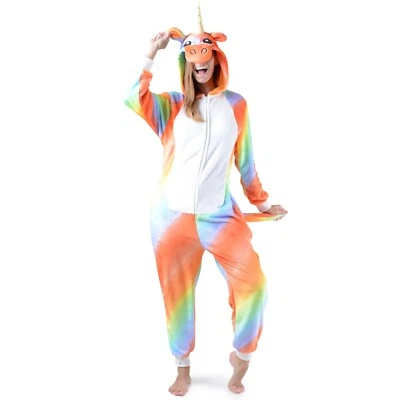 Unisex Adult Animal Onesiee Pajamas Halloween Costume Panda Ladybug Unicorn - Image 1 of 4