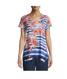 Time and Tru Women's Short Sleeve Dolman Sublimation T-Shirt - Picture 1 of 6