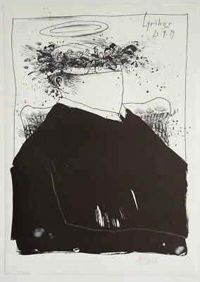 Dieter Huthmacher: Holzschnitt, "Lyriker", handsigniert, 1979 - Bild 1 von 4