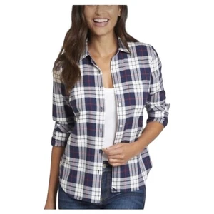 UNTUCKit Women's Sorbo Plaid Button Up Shirt Long Sleeve Blue/White Size 6 - Picture 1 of 1