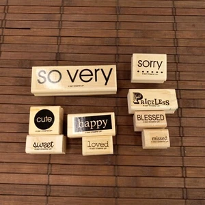 Stampin Up So Very Set Of 9 Rubber Stamps Blessed Loved Happy Card Making - Picture 1 of 9