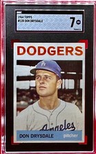 1964 Topps Don Drysdale Los Angeles Dodgers HOF #120  SGC 7🔥