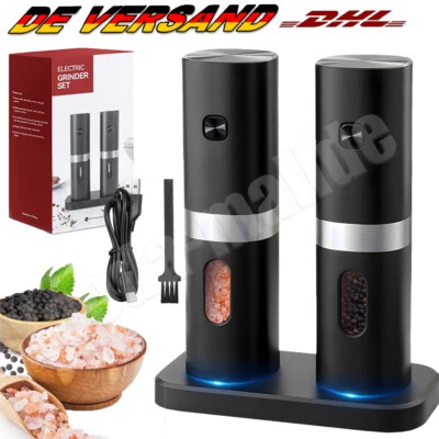 2 Elektrische Profi Pfeffermühle Salz und Pfeffermühle USB Aufladbar Gewürzmühle - Bild 1 von 4