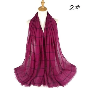 Striped Hijab Color Hijab head Women Wrap Muslim Shawl Scarf Islamic Cotton Long - Picture 1 of 19
