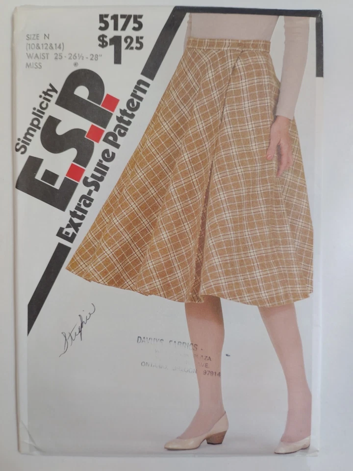 Simplicity ESP 5175 Wrap Skirt Bias Sewing Pattern Ladies 10 12 14 UC Swing VTG - Image 1 of 4