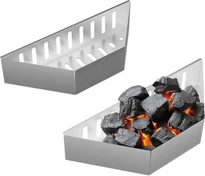 Relaxdays Cestelli a Carbone per Barbecue a Sfera, 2 Pezzi, Acciaio, Argento - Immagine 1 di 4