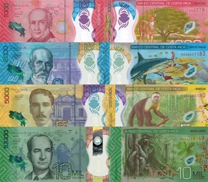 Costa Rica 4 PCS Set: 1000 to 10000 Colones (2018/2019) - p280a to p283a UNC - Picture 1 of 5