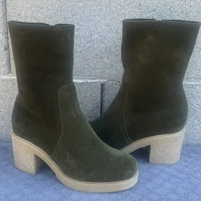 Botas de tacón impermeables para mujer La Canadienne Zed verde oliva gamuza aceitada 6 Foto 1 de 4