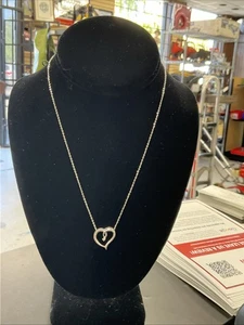 18" 925 Sterling Silber Halskette mit Diamant Herz Anhänger 227223 - Bild 1 von 6