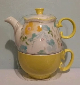 New Waitrose Floral Tea For One Yellow/Multi Floral H 17 Cm - Picture 1 of 6