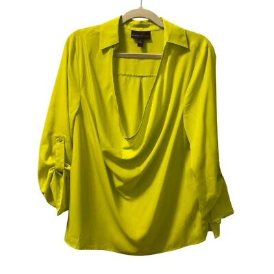 Blusa para mujer Dana Buchman verde lima capucha cuello talla L poliéster manga 3/4 Foto 1 de 4
